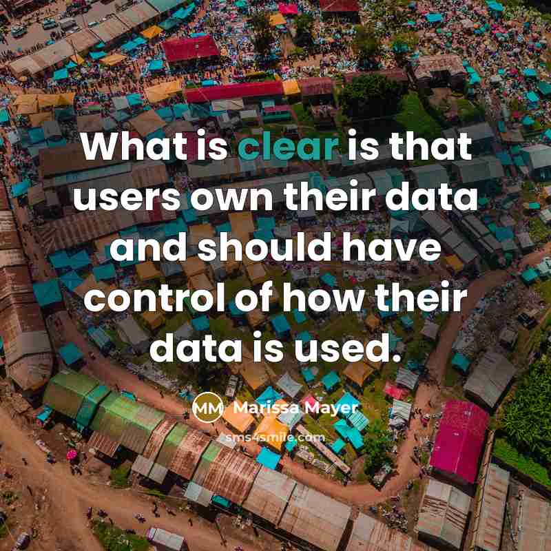 “What is clear is that users own their data and…” quote by Marissa Mayer