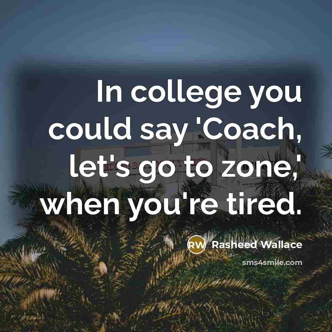 “In college you could say 'Coach, let's go to zone,'…” quote by Rasheed Wallace