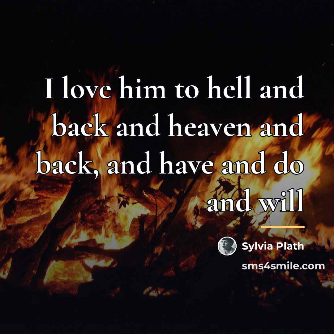 “I love him to hell and back and heaven and…” quote by Sylvia Plath