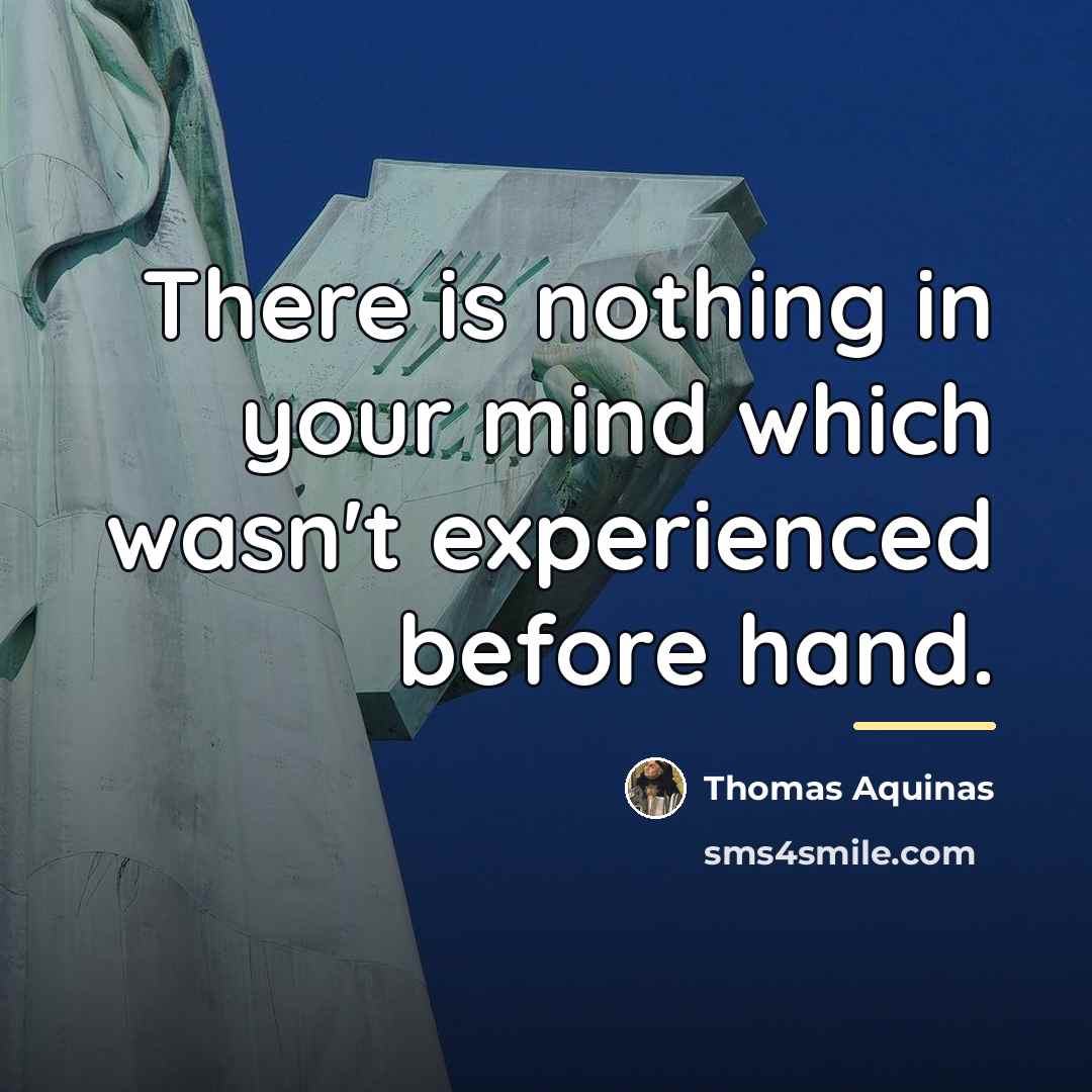 “There is nothing in your mind which wasn't experienced before…” quote by Thomas Aquinas