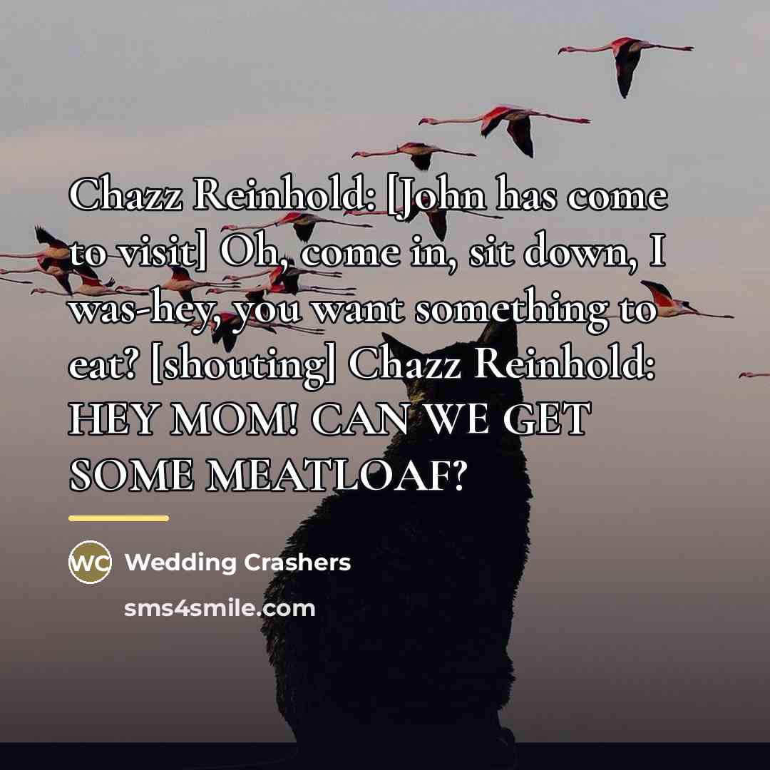 “Chazz Reinhold: [John has come to visit] Oh, come in,…” quote by Wedding Crashers