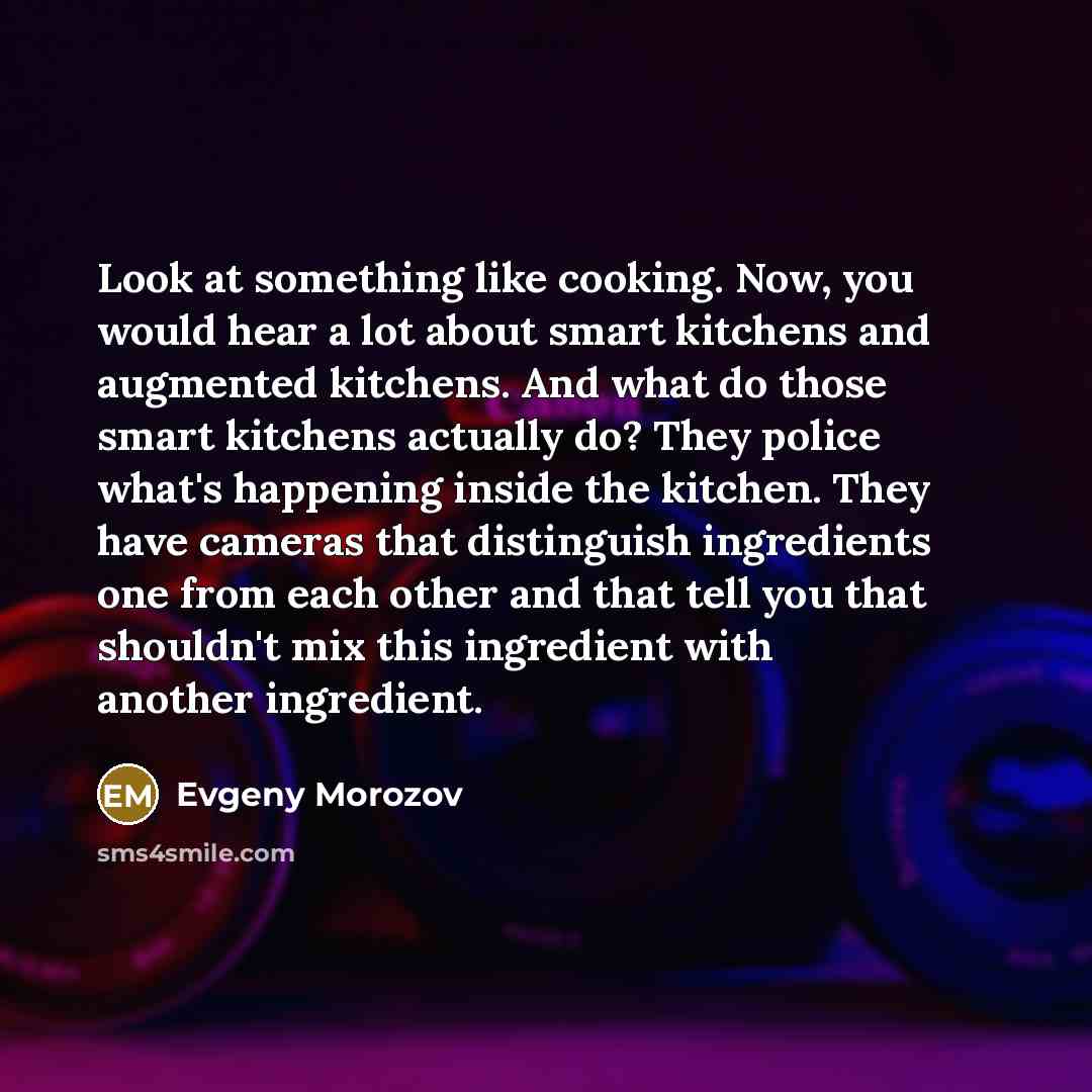 “Look at something like cooking. Now, you would hear a…” quote by Evgeny Morozov