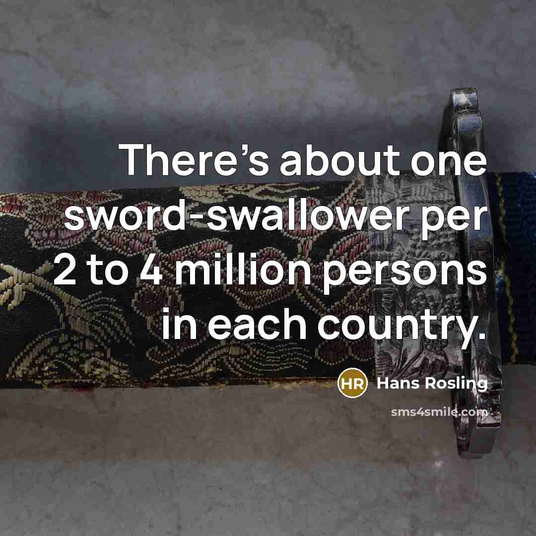 “There's about one sword-swallower per 2 to 4 million persons…” quote by Hans Rosling