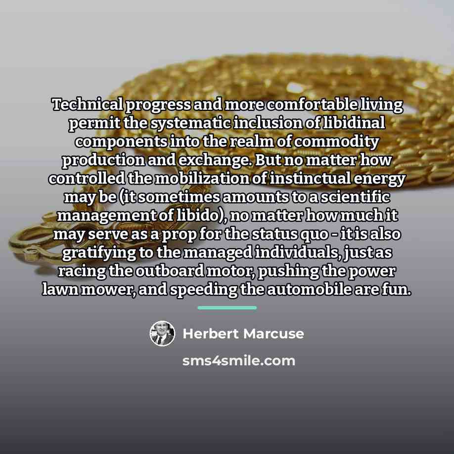 “Technical progress and more comfortable living permit the systematic inclusion…” quote by Herbert Marcuse