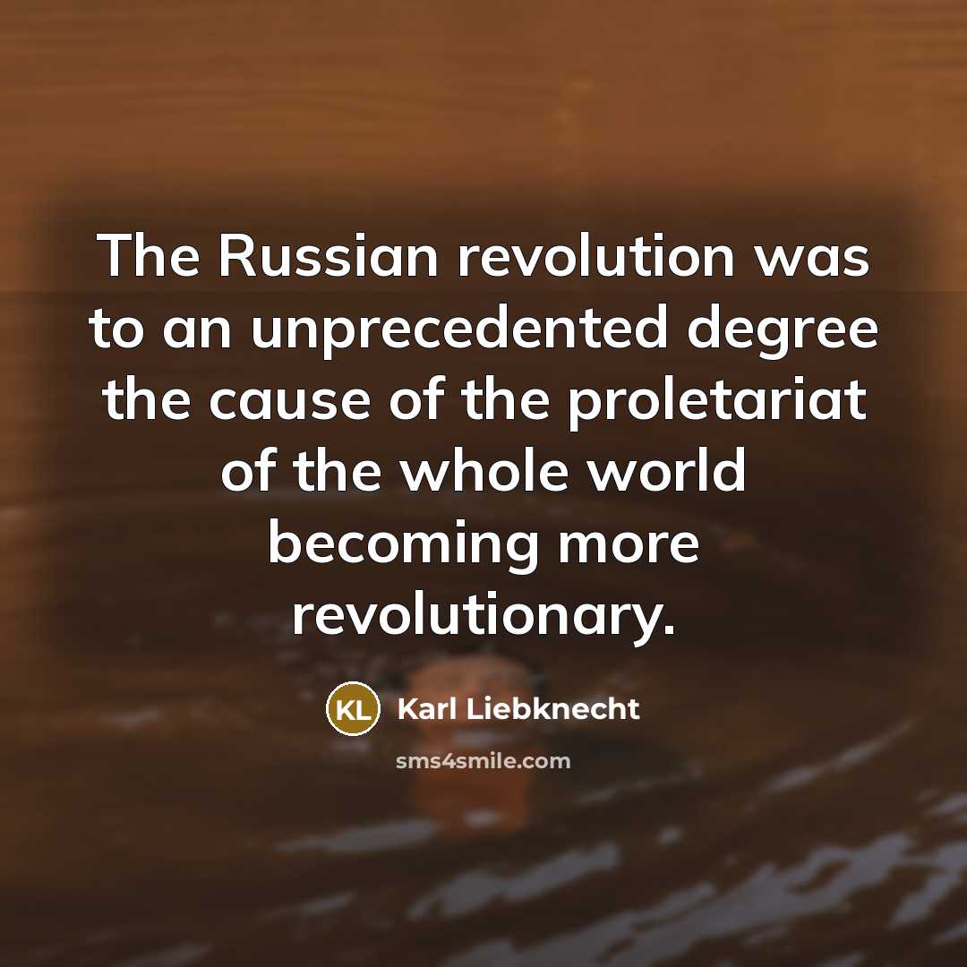 “The Russian revolution was to an unprecedented degree the cause…” quote by Karl Liebknecht