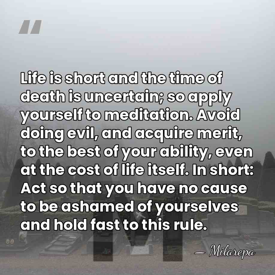 Life is short and the time of death is uncertain; so apply&hellip; - Milarepa
