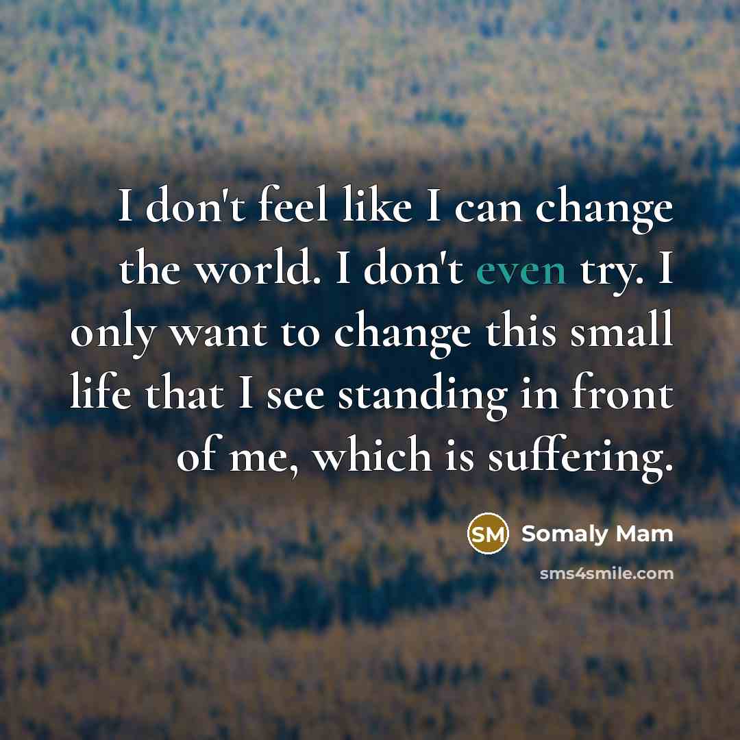 “I don't feel like I can change the world. I…” quote by Somaly Mam