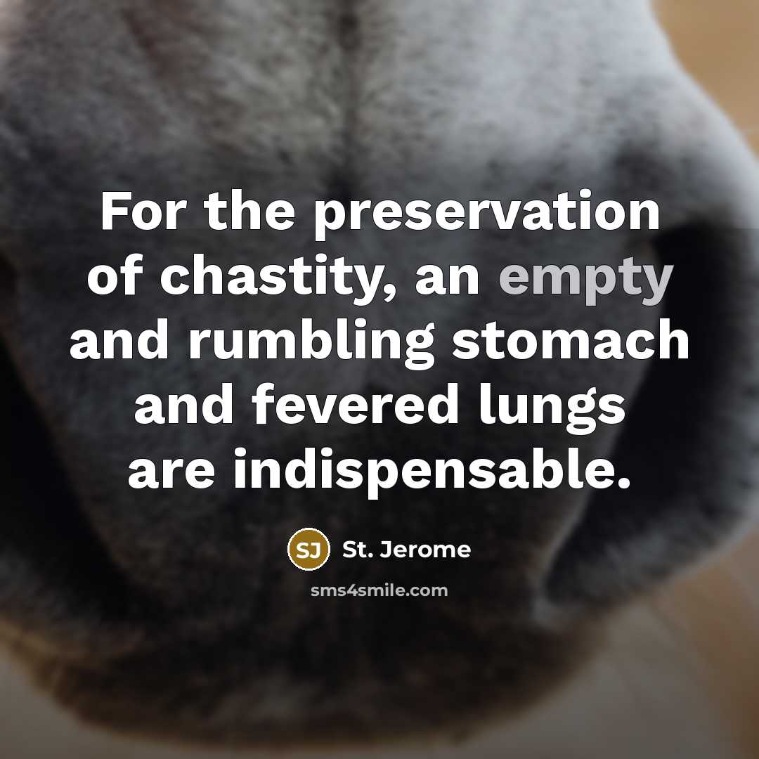 “For the preservation of chastity, an empty and rumbling stomach…” quote by St. Jerome