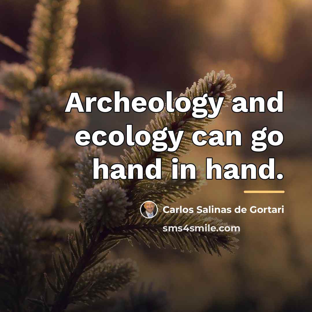 “Archeology and ecology can go hand in hand.…” quote by Carlos Salinas de Gortari