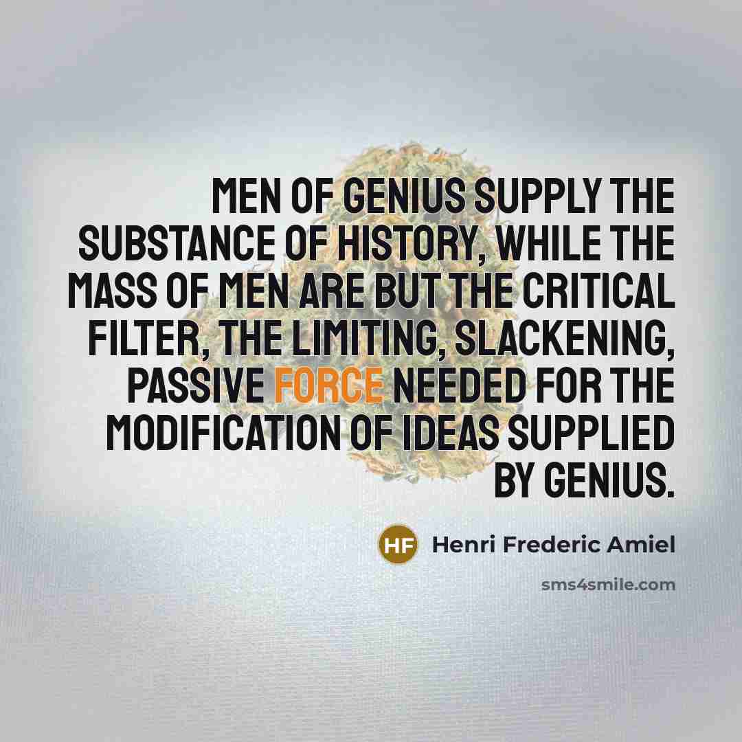 “Men of genius supply the substance of history, while the…” quote by Henri Frederic Amiel