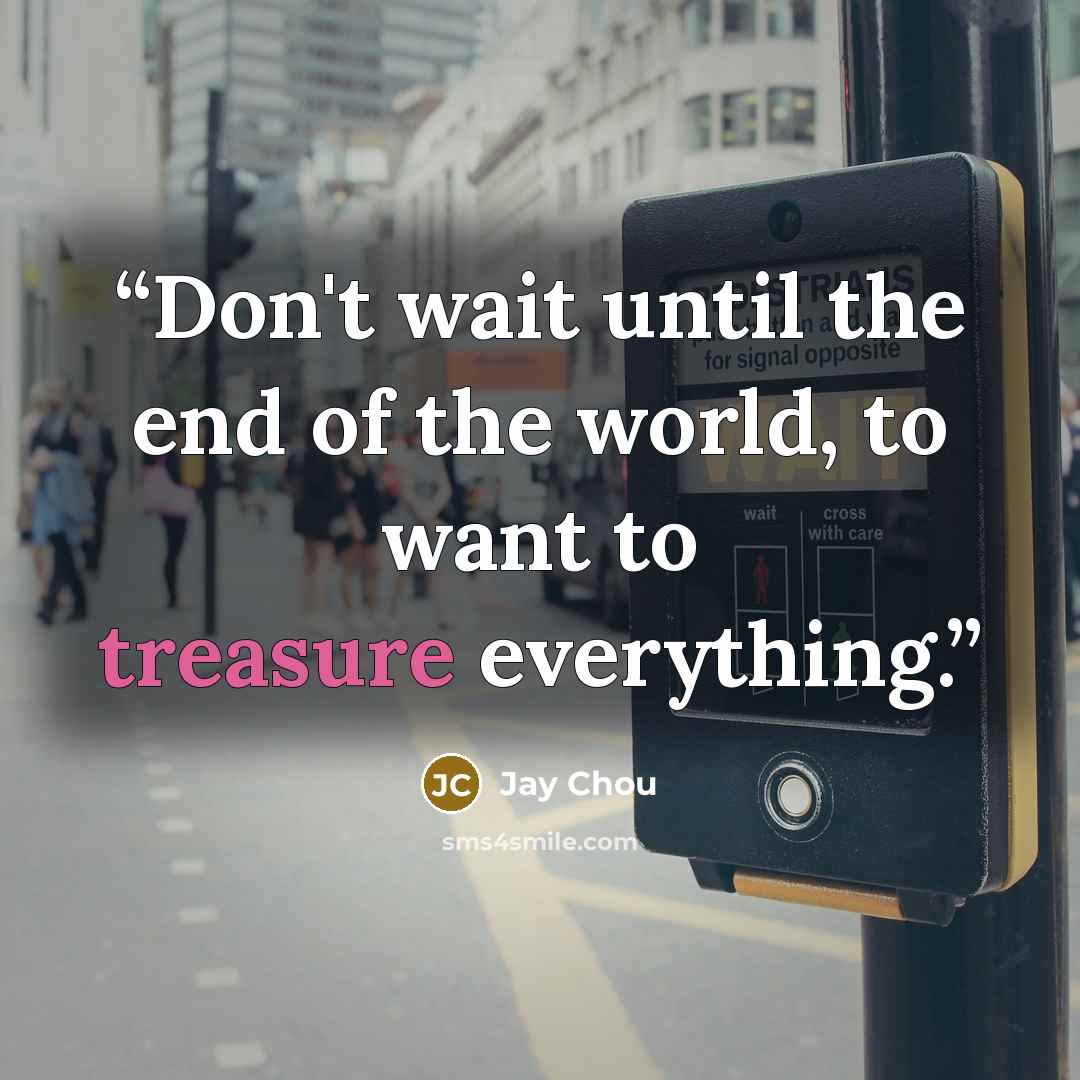 “Don't wait until the end of the world, to want to treasure everything.” quote by Jay Chou