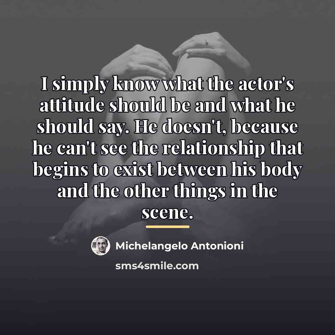 “I simply know what the actor's attitude should be and…” quote by Michelangelo Antonioni