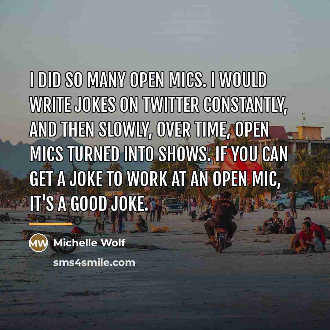 “I did so many open mics. I would write jokes…” quote by Michelle Wolf