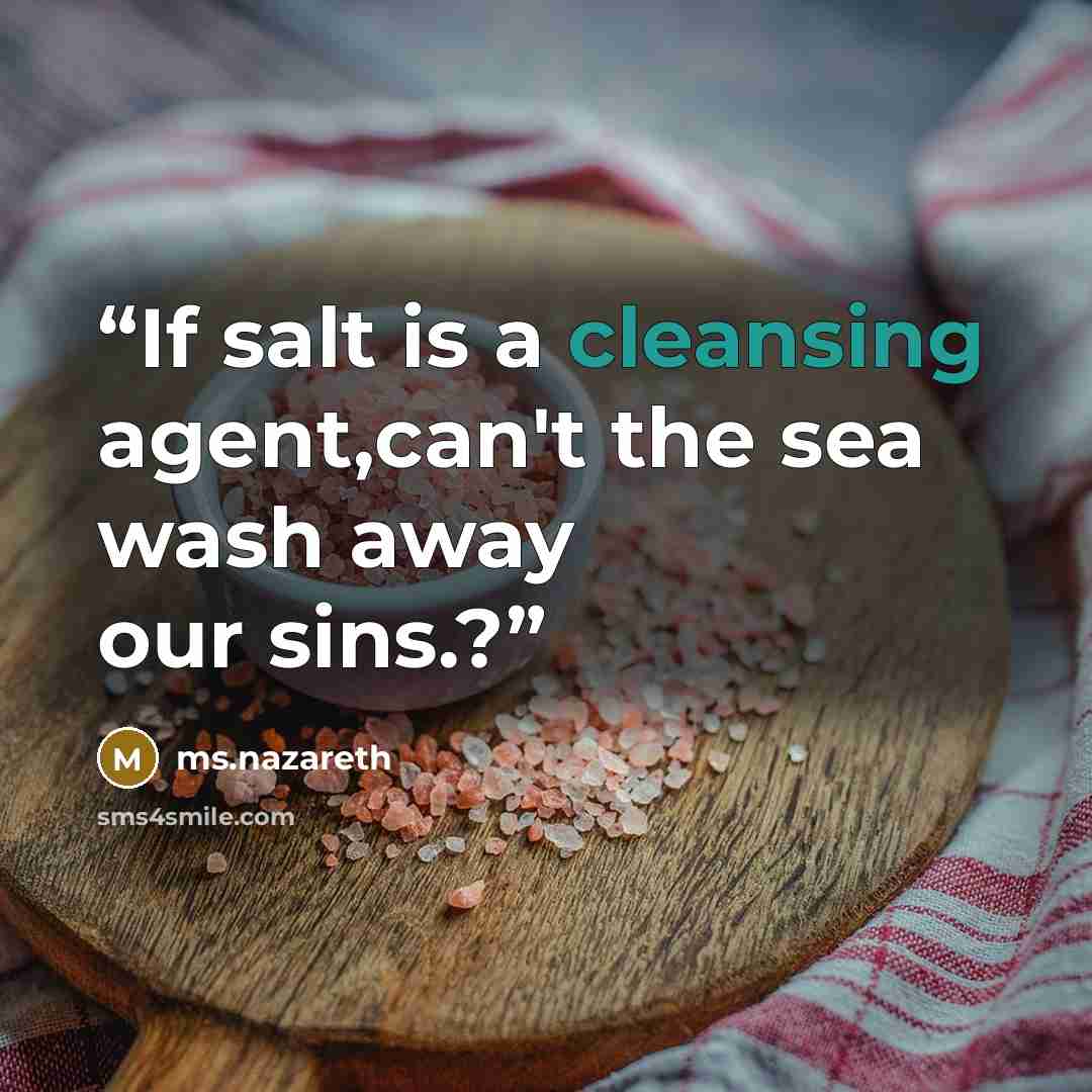 “If salt is a cleansing agent,can't the sea wash away our sins.?” quote by ms.nazareth