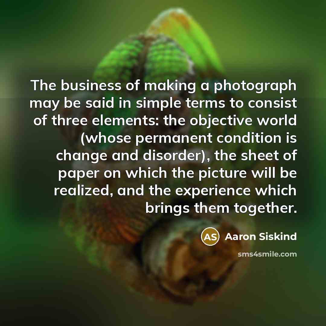 “The business of making a photograph may be said in…” quote by Aaron Siskind