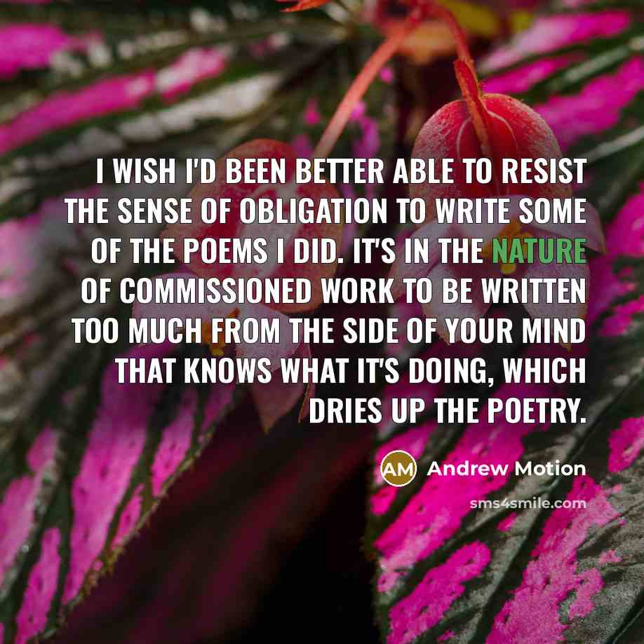 “I wish I'd been better able to resist the sense…” quote by Andrew Motion