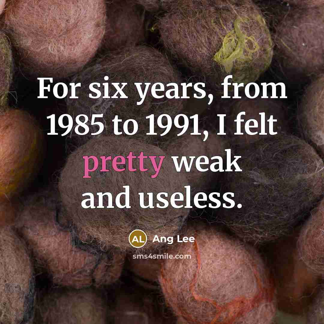 “For six years, from 1985 to 1991, I felt pretty…” quote by Ang Lee