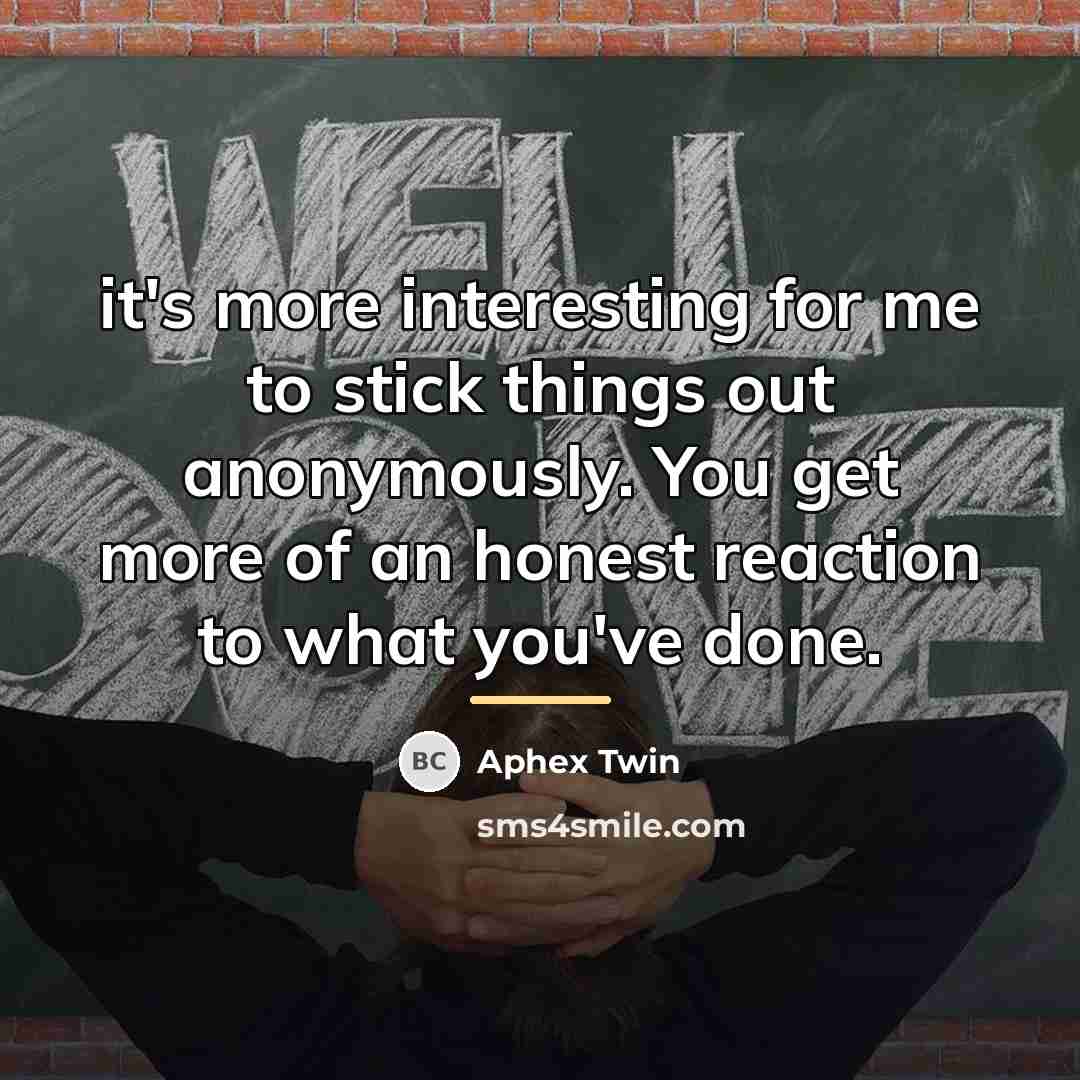 “it's more interesting for me to stick things out anonymously.…” quote by Aphex Twin