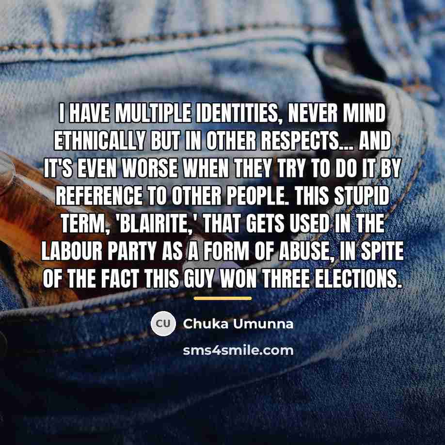 “I have multiple identities, never mind ethnically but in other…” quote by Chuka Umunna