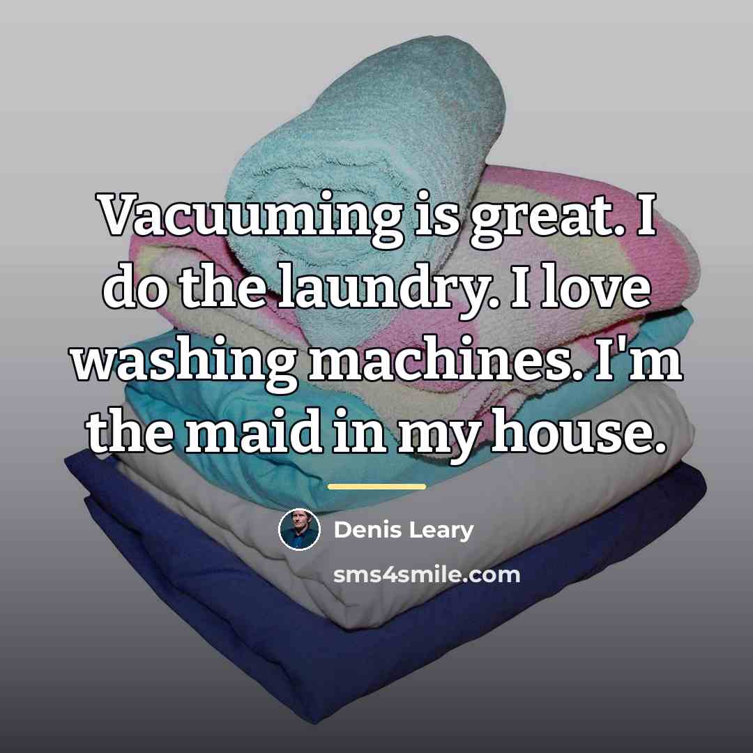 “Vacuuming is great. I do the laundry. I love washing…” quote by Denis Leary