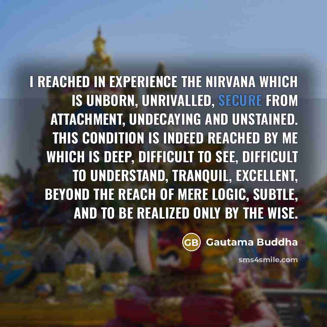 “I reached in experience the nirvana which is unborn, unrivalled,…” quote by Gautama Buddha