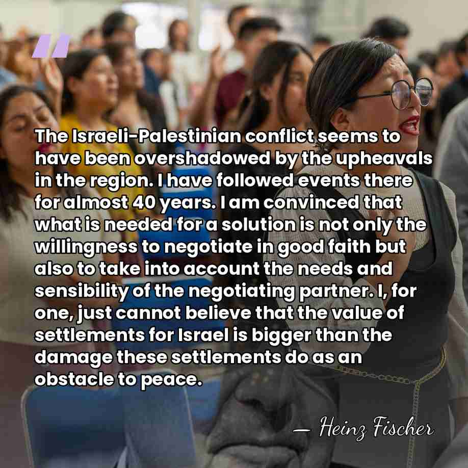 The Israeli-Palestinian conflict seems to have been overshadowed by the upheavals in&hellip; - Heinz Fischer
