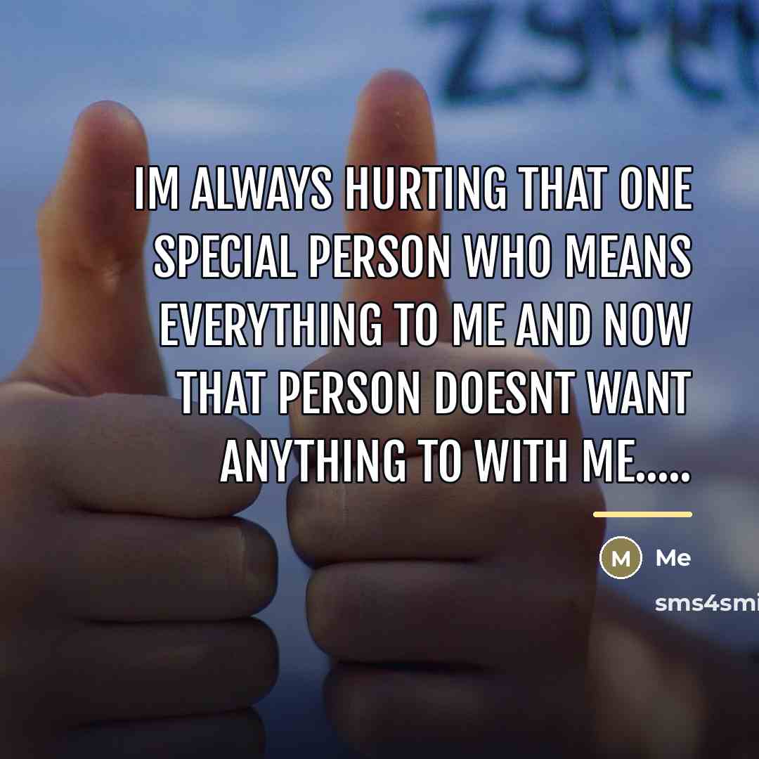 “Im always hurting that one special person who means everything…” quote by Me