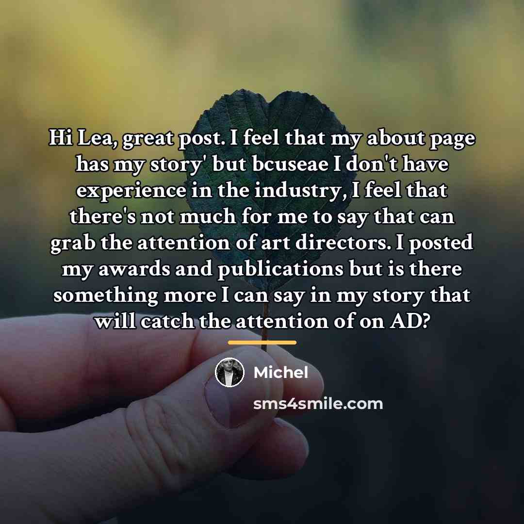 “Hi Lea, great post. I feel that my about page…” quote by Michel