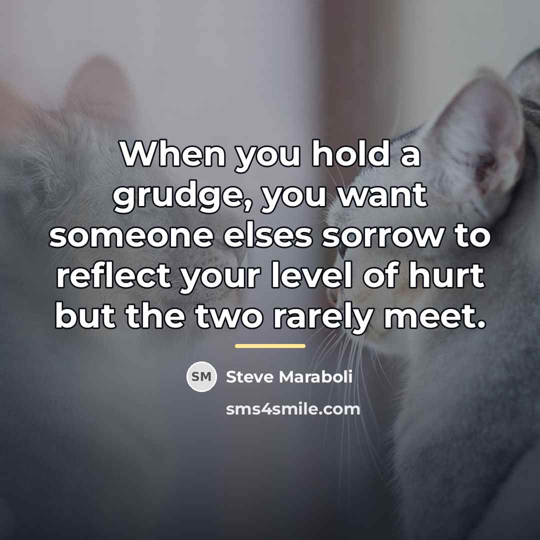 “When you hold a grudge, you want someone elses sorrow…” quote by Steve Maraboli
