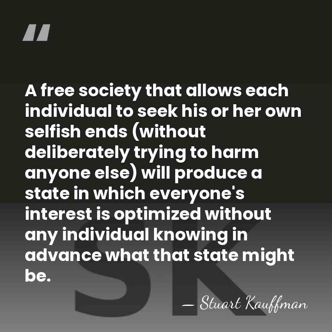 A free society that allows each individual to seek his or her&hellip; - Stuart Kauffman