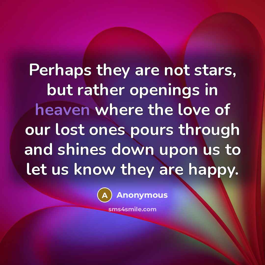 “Perhaps they are not stars, but rather openings in heaven…” quote by Anonymous