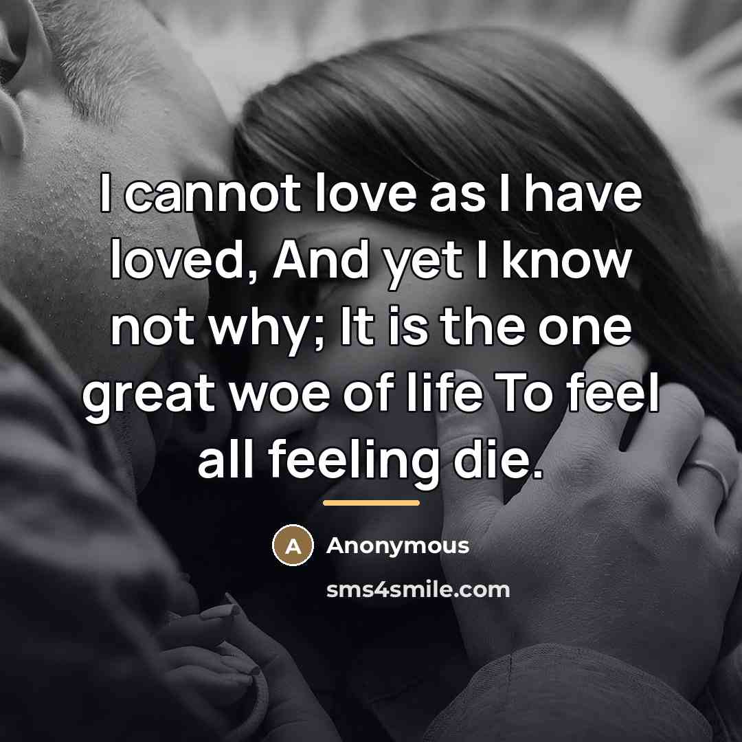 “I cannot love as I have loved, And yet I…” quote by Anonymous