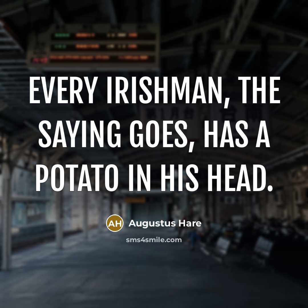 “Every Irishman, the saying goes, has a potato in his head.” quote by Augustus Hare