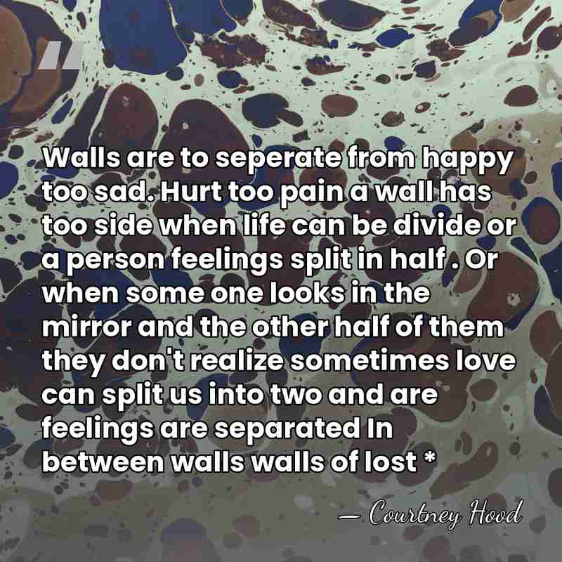 Walls are to seperate from happy too sad. Hurt too pain a&hellip; - Courtney Hood
