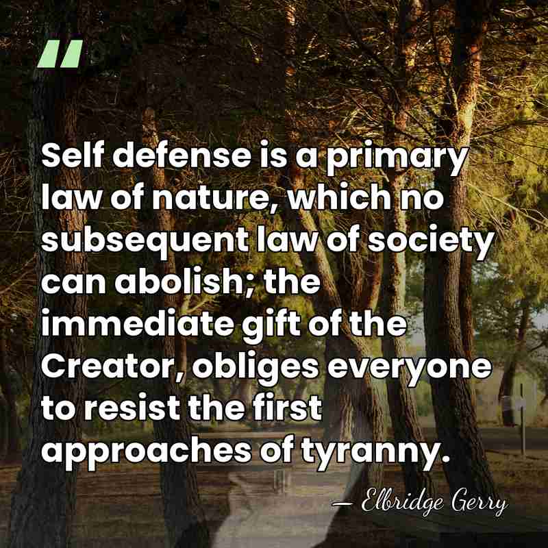 Self defense is a primary law of nature, which no subsequent law&hellip; - Elbridge Gerry