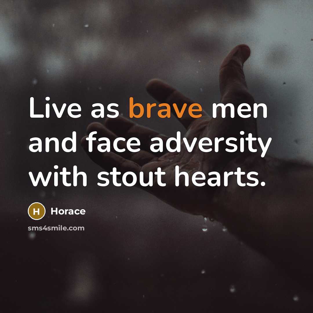 “Live as brave men and face adversity with stout hearts.…” quote by Horace
