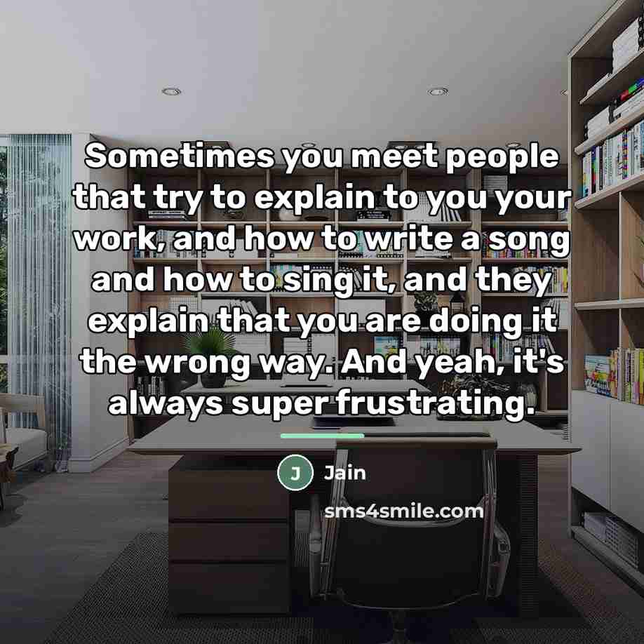 “Sometimes you meet people that try to explain to you…” quote by Jain
