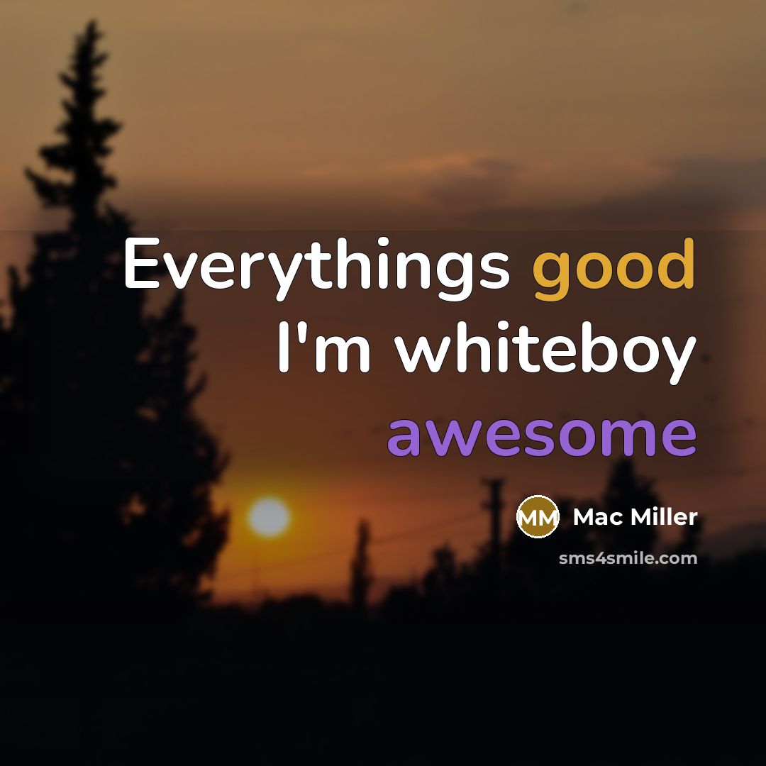 “Everythings good I'm whiteboy awesome” quote by Mac Miller