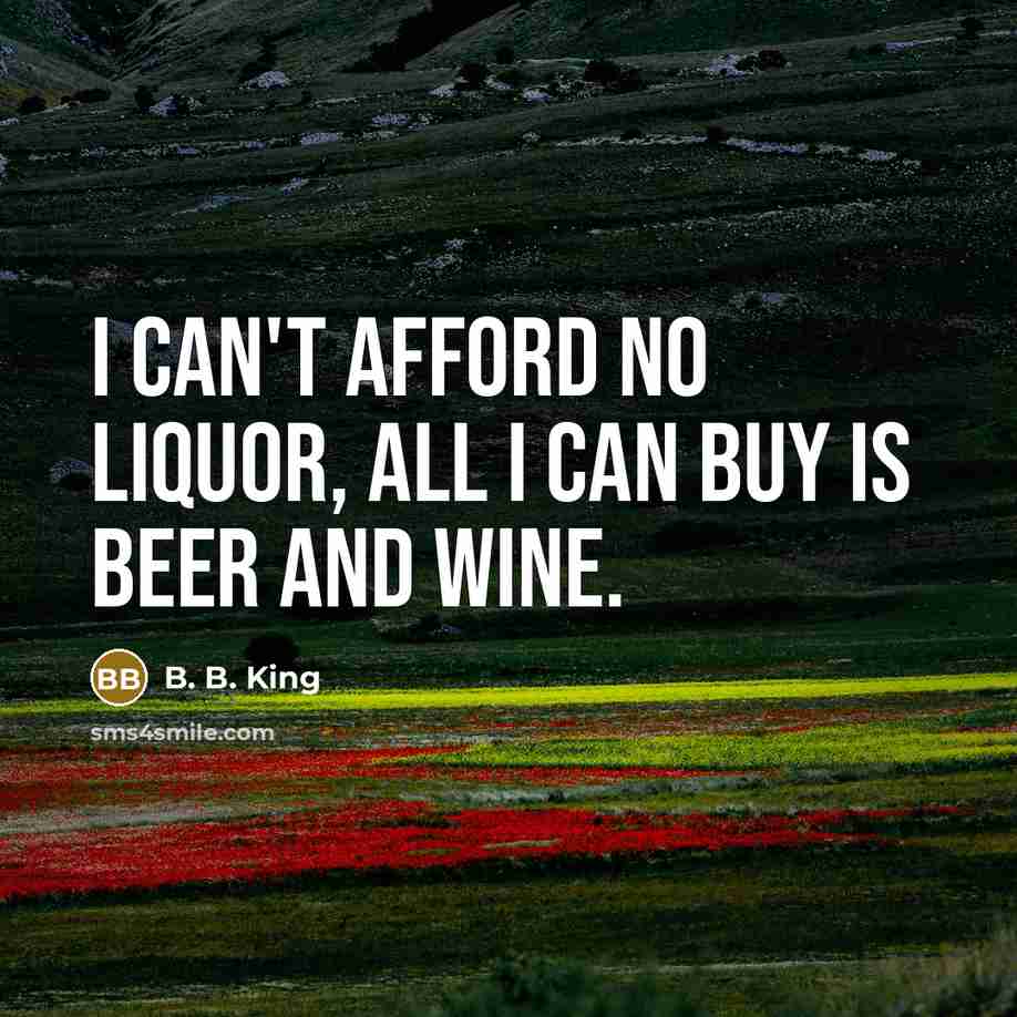 “I can't afford no liquor, all I can buy is…” quote by B. B. King
