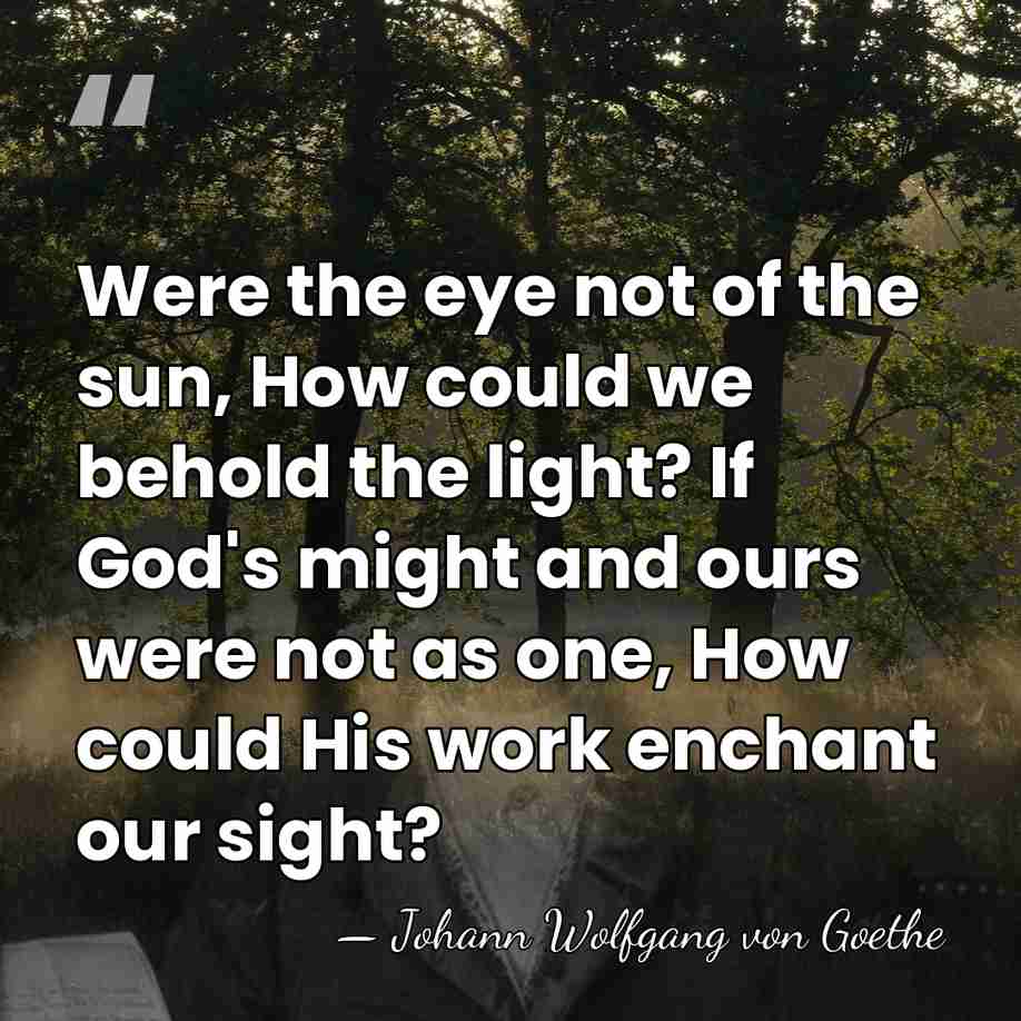 Were the eye not of the sun, How could we behold the&hellip; - Johann Wolfgang von Goethe