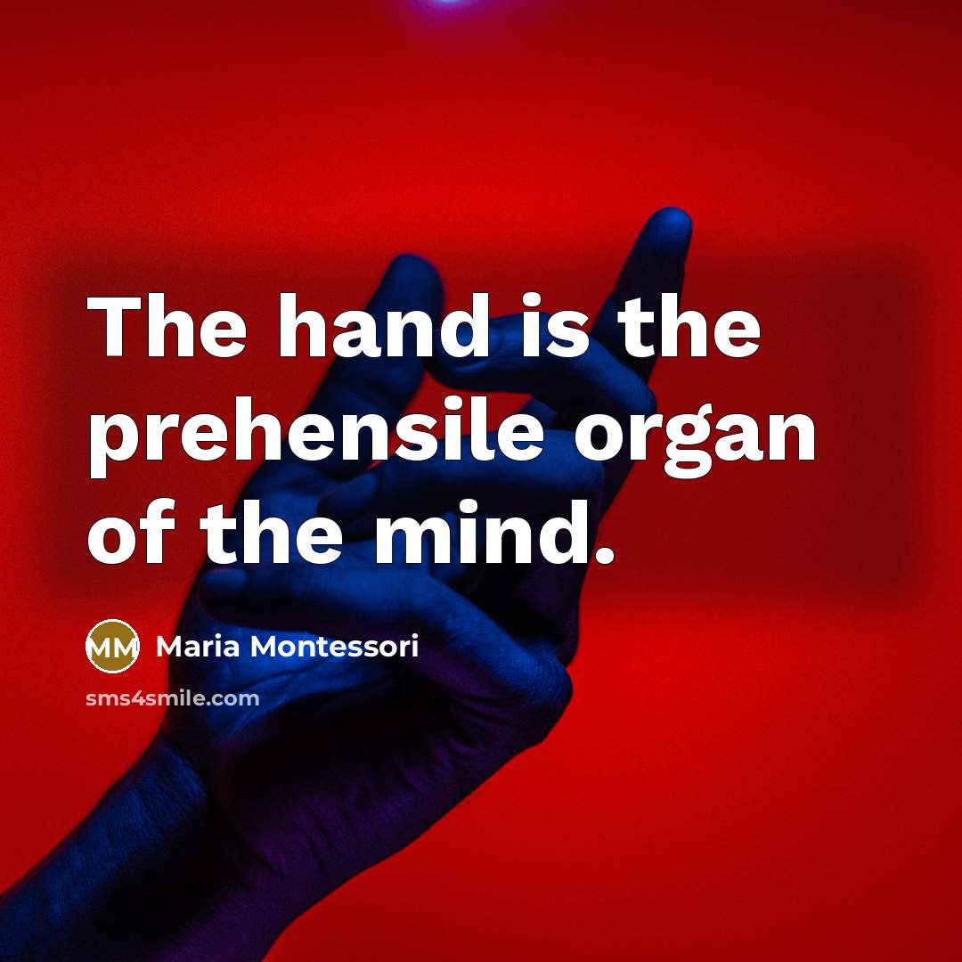 “The hand is the prehensile organ of the mind.” quote by Maria Montessori