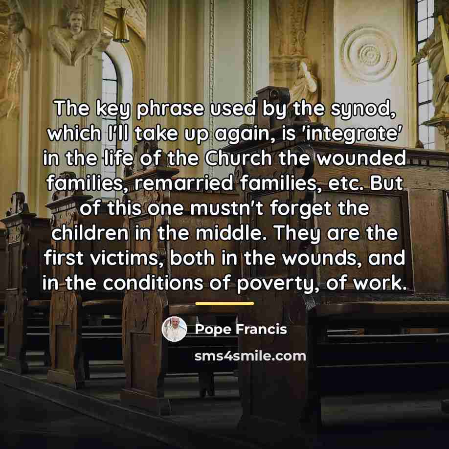 “The key phrase used by the synod, which I'll take…” quote by Pope Francis