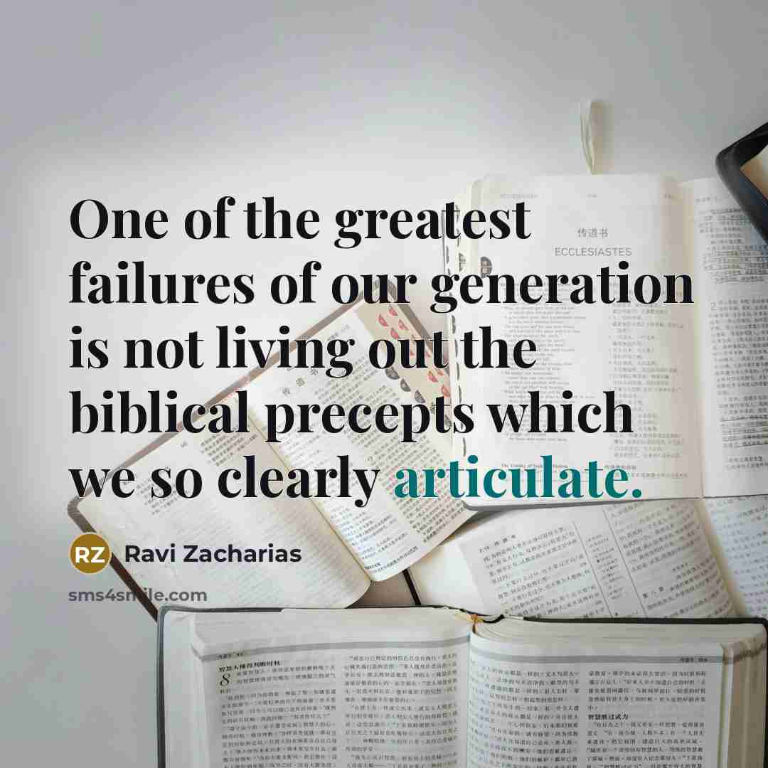 “One of the greatest failures of our generation is not…” quote by Ravi Zacharias