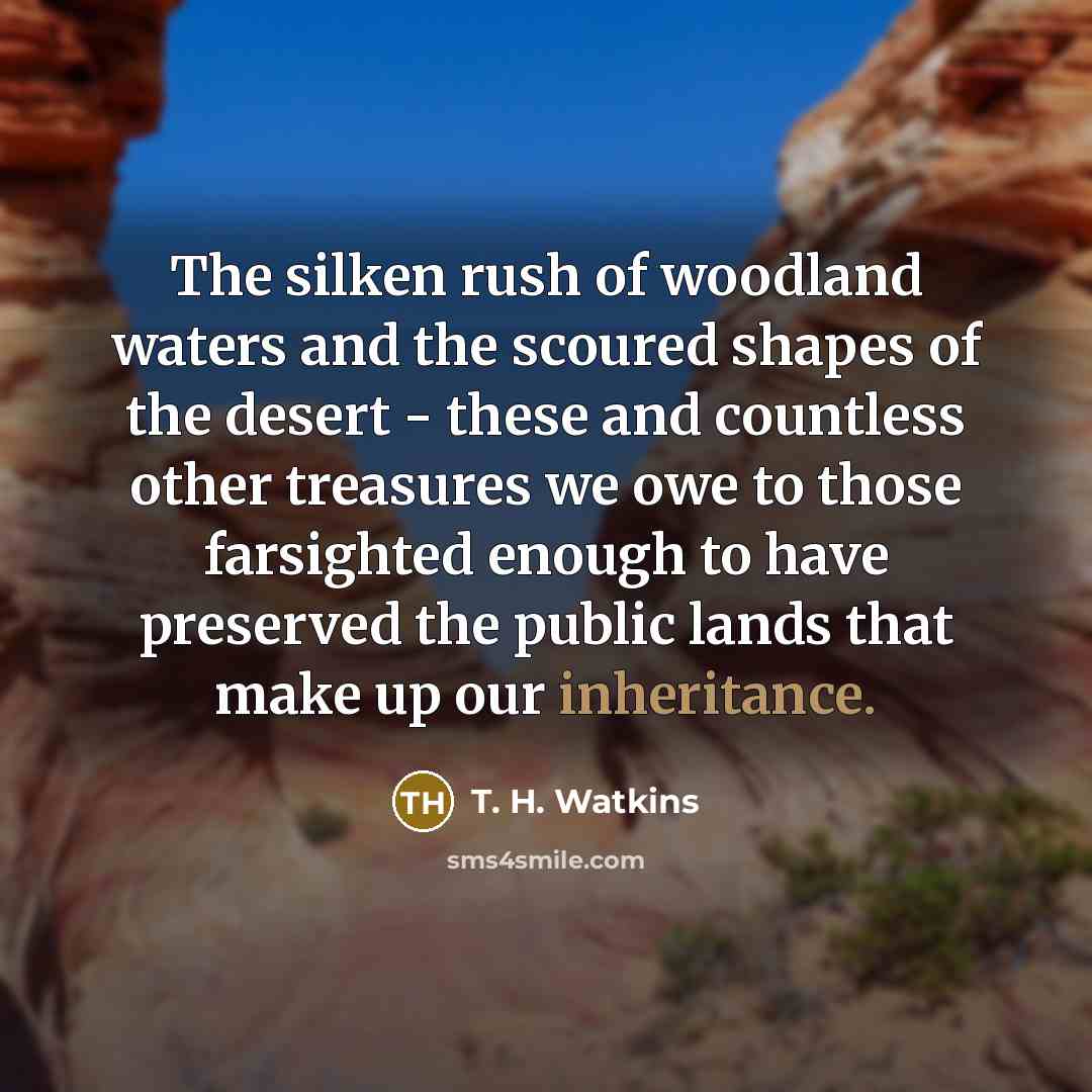 “The silken rush of woodland waters and the scoured shapes…” quote by T. H. Watkins
