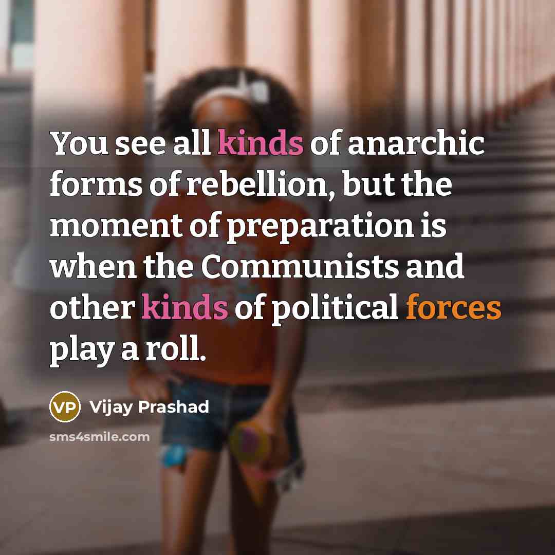 “You see all kinds of anarchic forms of rebellion, but…” quote by Vijay Prashad