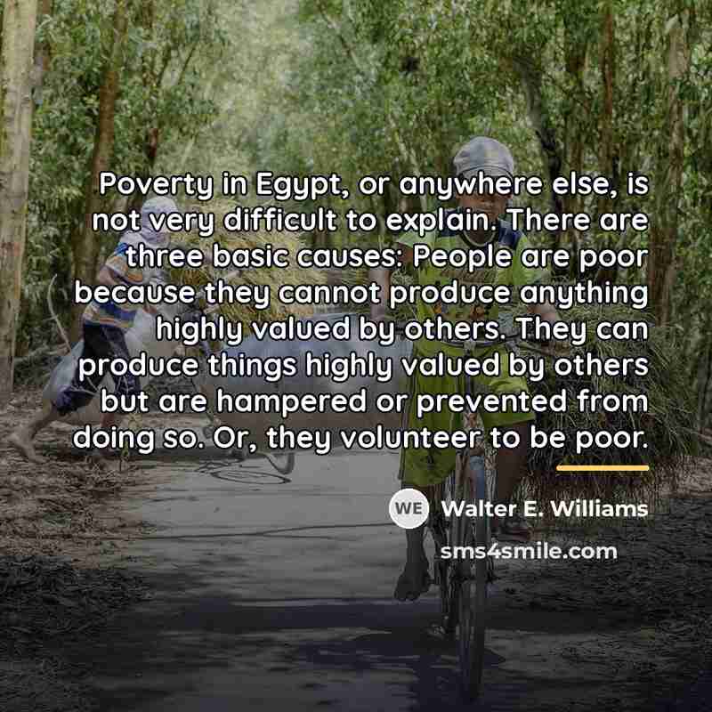 “Poverty in Egypt, or anywhere else, is not very difficult…” quote by Walter E. Williams