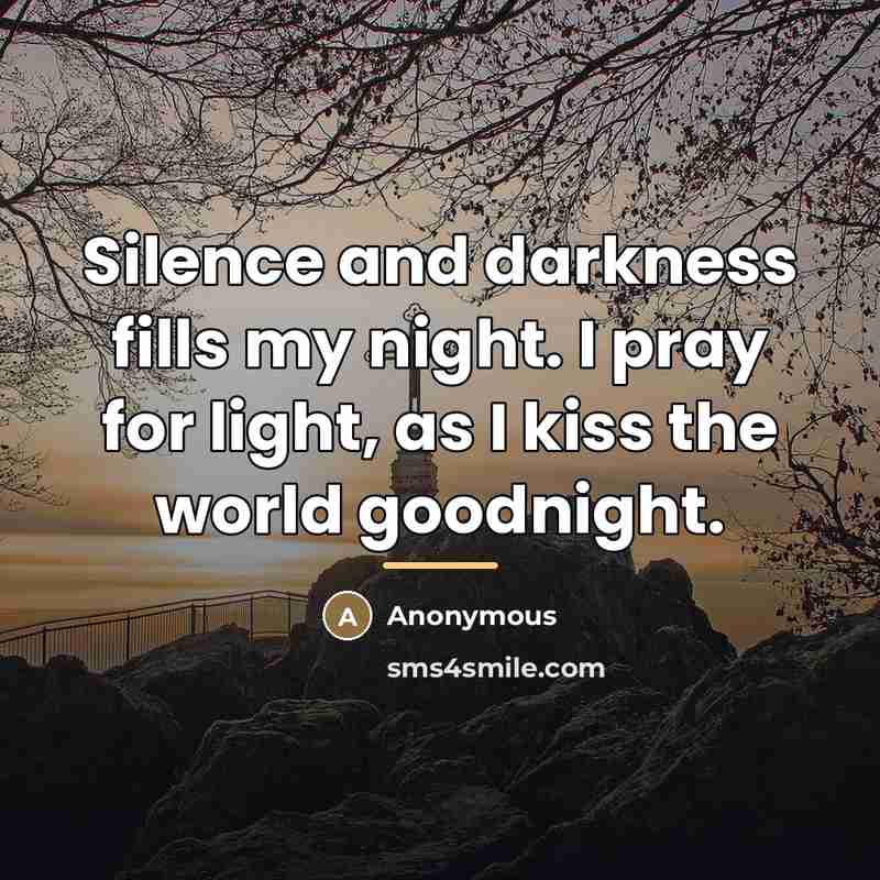 “Silence and darkness fills my night. I pray for light,…” quote by Anonymous
