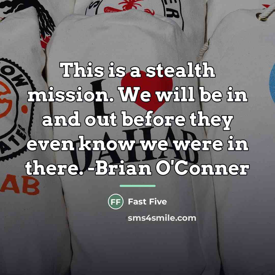 “This is a stealth mission. We will be in and…” quote by Fast Five