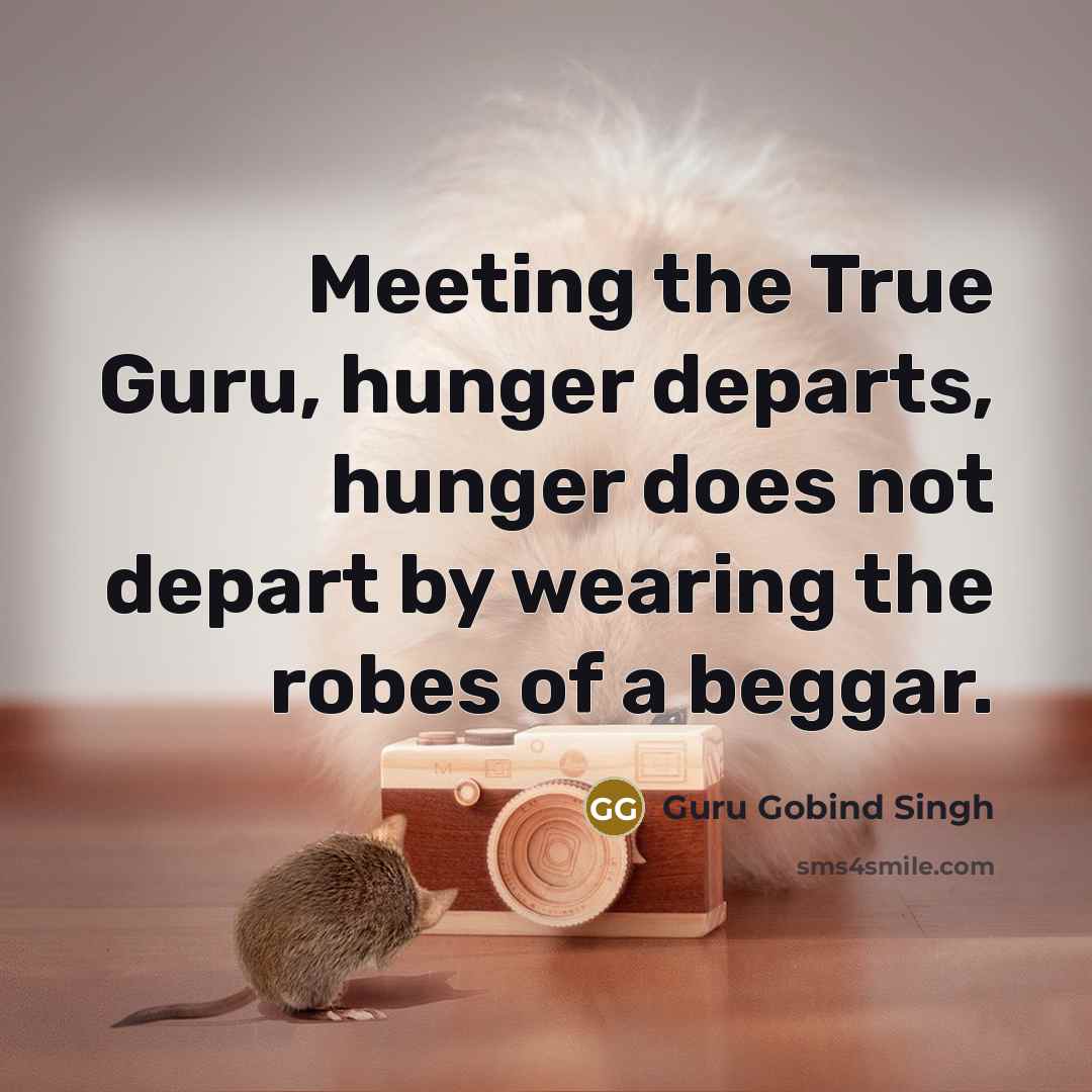 “Meeting the True Guru, hunger departs, hunger does not depart…” quote by Guru Gobind Singh