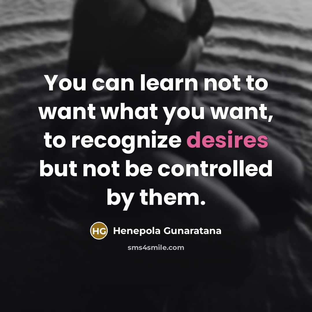 “You can learn not to want what you want, to…” quote by Henepola Gunaratana